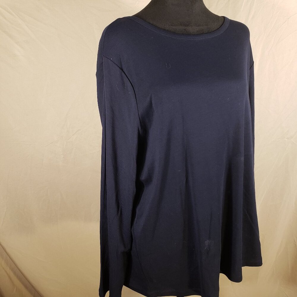Lands' End 2X Navy Blue Long Sleeve Tee